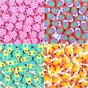50/100шт Бусин из полимерной глины в океанском стиле, разноцветных рыбок для изготовления ювелирных изделий, Гавайских браслетов и ожерелий для рукоделия