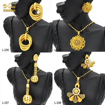 Роскошное ожерелье и серьги из меди ANIID в Африканском стиле, позолоченные украшения из Дубая для Леди, подарки на свадьбу, Помолвку 24K