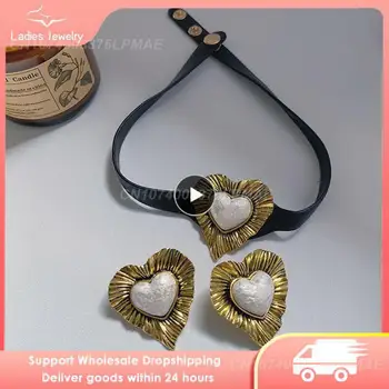 1 ~ 8ШТ kshmir Европейские и американские ретро серьги в форме сердца, преувеличенные маленькие дизайнерские серьги-гвоздики в форме сердца