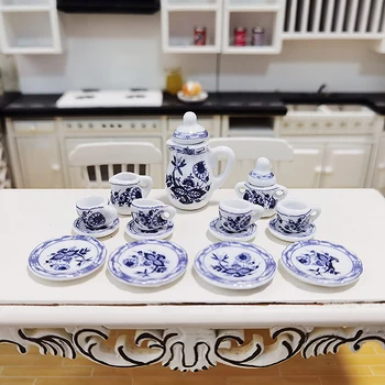 1 комплект 1: 12 Кукольный домик Миниатюрный Фарфоровый Керамический набор чайных чашек Посуда Кухонный кукольный домик Чайник Игрушки своими руками