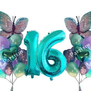 1 комплект воздушных шаров с бабочками из фиолетовой фольги Тиффани, украшение для вечеринки в честь дня рождения в стиле бабочки для девочек, принадлежности для детского душа