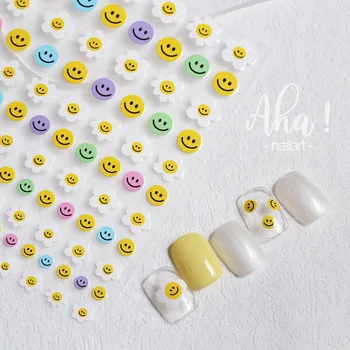 1 лист 3D-наклеек для дизайна ногтей Smile Nail Art, наклейки для ногтей, маникюр с улыбкой, японский дизайн, аксессуары для DIY Happy