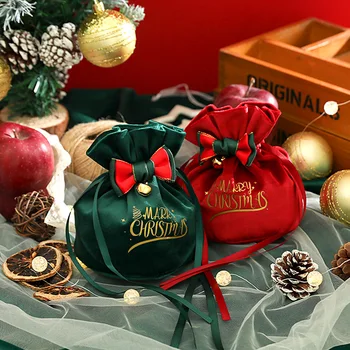 1 шт. многоразовый бархатный Рождественский подарочный пакет, коробка конфет, Рождественское яблоко, сумка на шнурке, украшение для вечеринки, сделай САМ, Высокое качество, Новый креатив