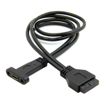 1 шт. однопортовый USB 3.1 Type C, разъем USB-C для материнской платы USB 3.0, 19-контактный разъемный кабель, пластик, 50 см