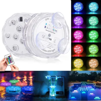10 светодиодных RGB-погружных наружных светильников с дистанционным управлением, подводный ночник на батарейках, Ваза, Чаша, украшение для вечеринки в саду