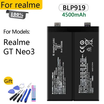 100% Оригинальный аккумулятор BLP919 для Realme GT Neo3 4500 мАч Высококачественный сменный аккумулятор