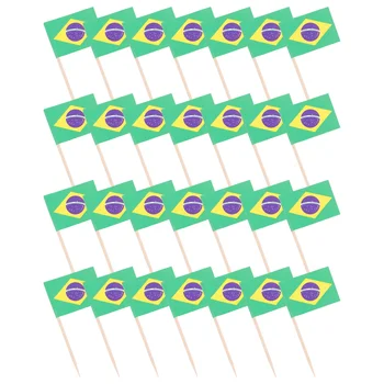 100 шт декоративных топперов для торта Флаг Одноразовые бумажные стаканчики для напитков бамбук