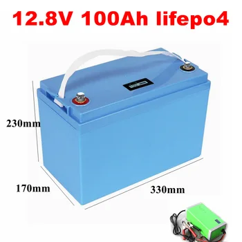 12,8 в 100AH lifepo4 батарея 12 В 100Ah Литий-железо-фосфатная батарея для 1200 Вт Инвертор Гольф-Кары Rv Campers + зарядное устройство 10A