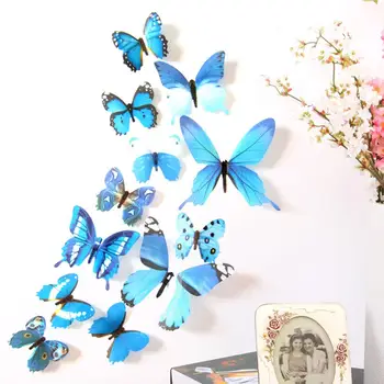 12 шт./компл. 3D наклейка с бабочкой Красивый декор стен в виде бабочки ПВХ Обои для гостиной Декоративные наклейки для новогодней свадьбы