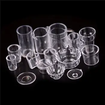 15 шт./компл. Миниатюрная прозрачная пластиковая тарелка, чашка, Миска, набор посуды для кукол, кухонные принадлежности для приготовления пищи в масштабе 1:12