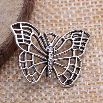 150шт Подвески-бабочки DIY Ювелирные изделия Антикварного Серебряного цвета 18x25 мм
