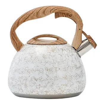 2,8-литровый чайник со свистящим рисунком, Антикоррозийный чайник из нержавеющей стали с нейлоновой ручкой под дерево