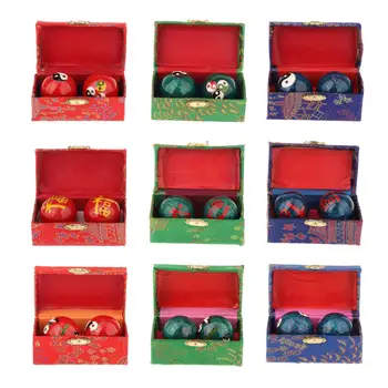 2 шт. Массажные шарики для рук с коробкой для хранения, подарочный компактный прочный портативный тренажер, гладкие китайские мячи для упражнений для детей