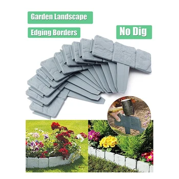 20 ШТ., бордюры для садового ландшафта, не копаются, серый пластик для ландшафтного дизайна, пластиковое ограждение, бордюр для газона