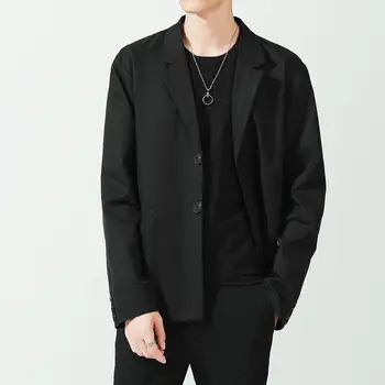 2023 Мужская весенне-летняя мода, свободные куртки для отдыха, мужские Корейские однотонные блейзеры, мужские пальто-блейзеры с длинным рукавом I350