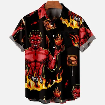 2023 Мужские Рубашки, Летняя Мужская рубашка, мужская одежда с коротким рукавом, Гавайская рубашка с 3D принтом 