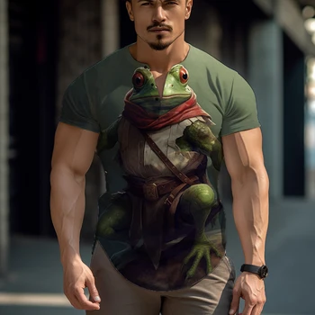 2023 новая модная повседневная мужская футболка с 3D-принтом лягушки с короткими рукавами, простая и универсальная спортивная футболка для отдыха с короткими рукавами