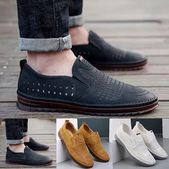 2023 Новая повседневная мужская обувь для внешней торговли, трендовая обувь с вырезами, летняя дышащая мужская деловая обувь ручной работы