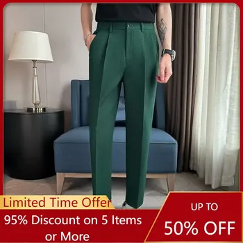 2023 Новый мужской костюм Тонкие, легкие деловые, освежающие и крутые укороченные брюки с ощущением падения и без утюга Повседневный костюм