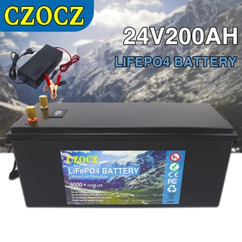 24V 200AH LiFePO4 Литий-железо-фосфатный аккумулятор Встроенный BMS 5000 Циклов Для Замены Большей части резервного источника питания Домашнего хранилища энергии
