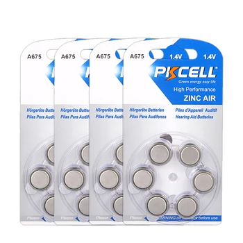 24шт / 4 карточки Батарейки для слухового аппарата PKCELL A675 675A ZA675 675 PR44 Цинково-воздушная батарея 1,4 В