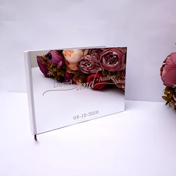 25x18 см Персонализированная Гостевая книга для свадебных подписей Акриловое зеркало Белый Пустой Фотоальбом для вечеринок