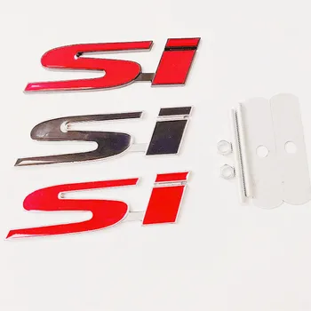 3D металлический логотип SI, задний багажник, передняя решетка, значок авто, хромированная наклейка, аксессуары для укладки автомобилей Honda Civic Accord Automobile