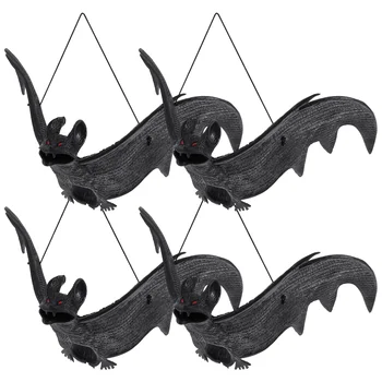 4 Шт Наружных украшений для Хэллоуина, имитирующих подвеску в виде летучей мыши, декоративных декоративных резиновых принадлежностей для вечеринок