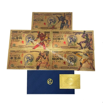 5 красивых дизайнов японского аниме EVANGELION- пластиковая карточка с золотыми банкнотами EVA для подарков фанатам и коллекций