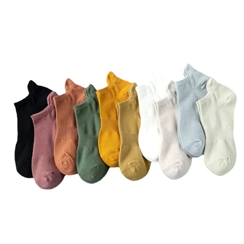 5 Пар женских однотонных удобных тонких хлопчатобумажных коротких носков, Летние дышащие Повседневные сетчатые носки с глубоким вырезом, подарок для девочки