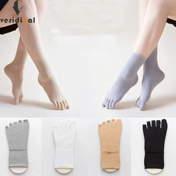 5 Пар женских шелковых носков с носком, нейлоновые однотонные Тонкие Носки в японском стиле, Мягкие эластичные, впитывающие пот, дышащие носки на 5 пальцев
