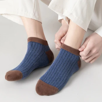5 Пар мужских носков, хлопчатобумажные короткие весенне-летние дышащие носки унисекс, нескользящие Деловые Белые Черные