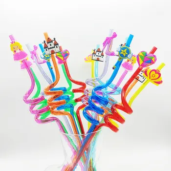 8 шт., детские соломинки для моделирования мороженого в розовой короне принцессы, многоразовая пластиковая соломинка для питья, декор для свадьбы, дня рождения, вечеринки