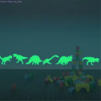 9 шт. Светящихся в темноте наклеек с динозаврами, стерео 3D флуоресцентных наклеек, забавных наклеек со звездами для детей
