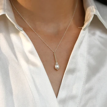 Austyn ASHIQI Ожерелье с подвеской из натурального пресноводного жемчуга, серебро 925 пробы, модные украшения для женщин, подарки, ожерелье с подвеской