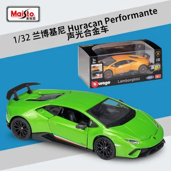 Bburago 1: 32 Lamborghini Huracan PMMA display box, имитация акустооптического сплава, откидывающийся автомобиль, игрушки для сбора подарков