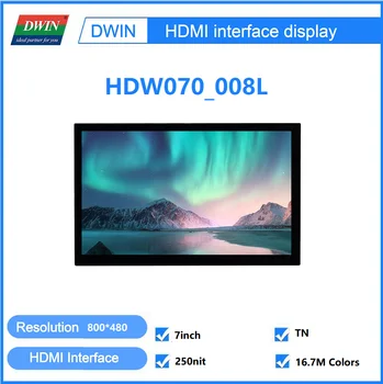 DWIN 7-дюймовая панель 800x480 1024x600 HDMI с Сенсорным TN IPS Экраном CTP Подходит для Windows / Raspberry / Linux / Android HDW070_008L