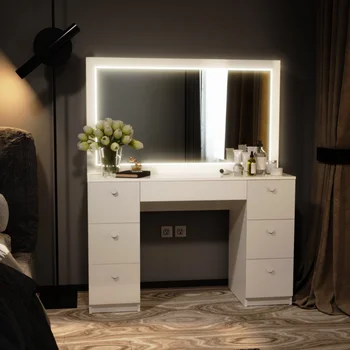 Ember Interiors Valentina Современный туалетный столик, светильники, окрашенные в белый цвет, для спальни