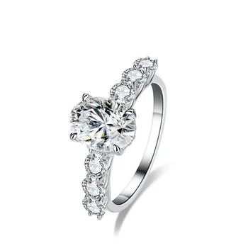 HTOTOH Обручальное кольцо из стерлингового серебра 925 пробы для женщин, ювелирные изделия из овального муассанита весом 2 карата, Обручальные кольца