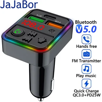JaJaBor FM-Передатчик U Диск Автомобильный MP3-Плеер Type C PD 25 Вт QC3.0 USB Быстрое Зарядное Устройство Для телефона Bluetooth 5,0 Hands Free Автомобильный Комплект