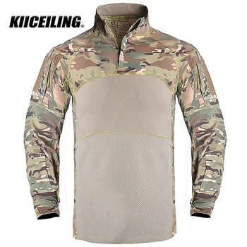 KIICEILING Summer FG3 Multicam Походная тактическая футболка в стиле милитари, армейские боевые мужские рубашки, камуфляжный топ с длинным рукавом, мужская футболка