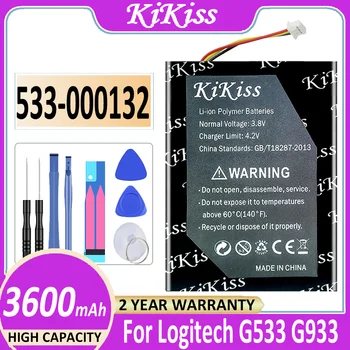 KiKiss 533-000132 Аккумулятор для Logitech G533 G933, аккумуляторы большой емкости Batterie Bateria + Подарочные инструменты