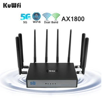 KuWFi 5G WiFi Маршрутизатор 1800 Мбит/с Беспроводной Двухдиапазонный Мобильный Wi-Fi 5G с SIM-картой WiFi6 MU-MIMO CPE Модем Поддержка Web/ APP 100+ Пользователей