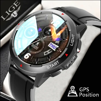 LIGE 2022 Спортивные смарт-часы с GPS-определением положения, мужской монитор здоровья, Водонепроницаемые Компасы, часы, Альтиметр, мужские умные часы Android