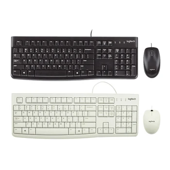 Logitech MK120 Проводная клавиатура и мышь Комбинированный набор, Немой ноутбук, настольный компьютер, клавиатура и мышь, Водонепроницаемая для портативных ПК, Офис