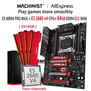 MACHINIST MR9A PRO MAX X99 Комплект материнской платы LGA 2011-3 Комплект процессора Xeon E5 2680 V4 4X16 = 64 ГБ Оперативной памяти DDR4 ECC Nvme M.2 Sata ATX