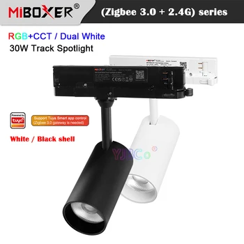 Miboxer Zigbee 3,0 30 Вт RGBCCT Светодиодный Трековый светильник Tuya APP 2,4 Г Двойной Белый Прожектор Рельсового типа Потолочный RF Пульт Дистанционного управления 110 В 220 В