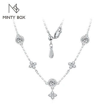 MINTYBOX Luxurly D Color VVS1 Ожерелье с Муассанитом Из Чистого Белого Золота 10K 14K 18K 4,0 ММ Подвеска с Драгоценным Камнем для Женщин, Изысканные Ювелирные Изделия, Вечерние