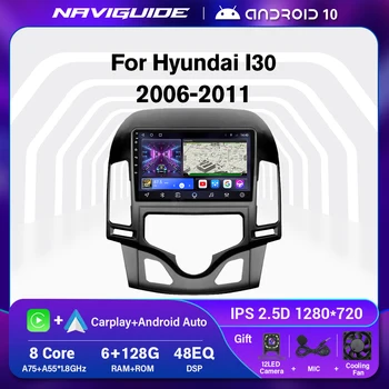 NAVIGUIDE S1 6 + 128 Г Автомобильный Радиоприемник Для Hyundai I30 AT MT 2006-2011 Carplay Мультимедийный Видеоплеер GPS Navi Головное Устройство Авто Стерео DSP