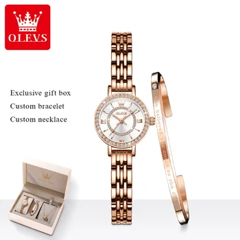 OLVES 5508, роскошные женские наручные часы, водонепроницаемые часы для женщин, ремешок из розового золота и нержавеющей стали, женские кварцевые часы с бриллиантами